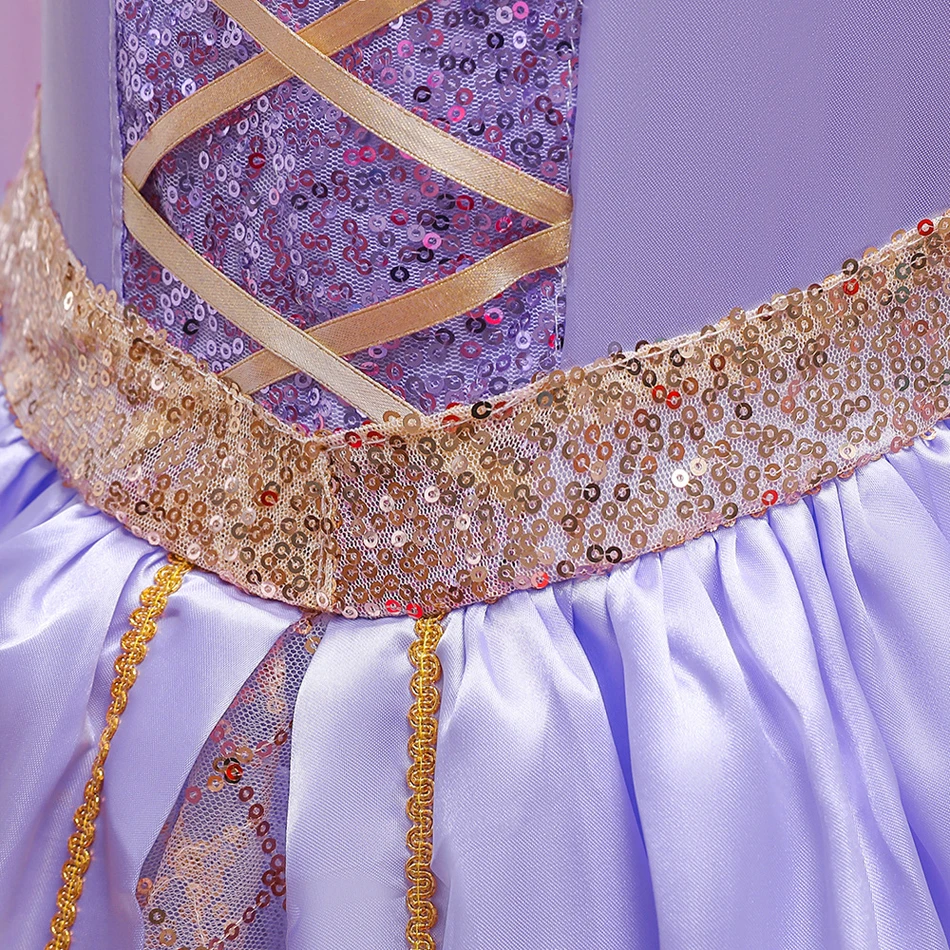 Mädchen Rapunzel Cosplay Kleid Halloween Prinzessin Kind Ballkleider Geburtstags geschenk Kostüm Karneval Vestidos 6y Phantasie langes Licht geführt