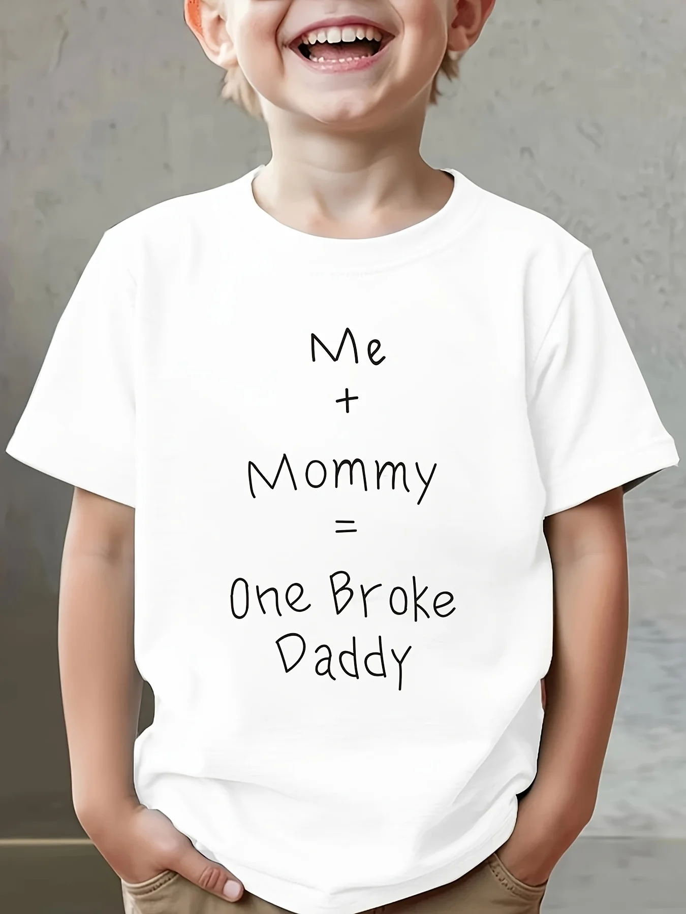 Family Quote Me Plus Mommy Equals One Broke Daddy Kids Soft Cotton Short Sleeve T Shirt Crew Neck Casual Summer Tops