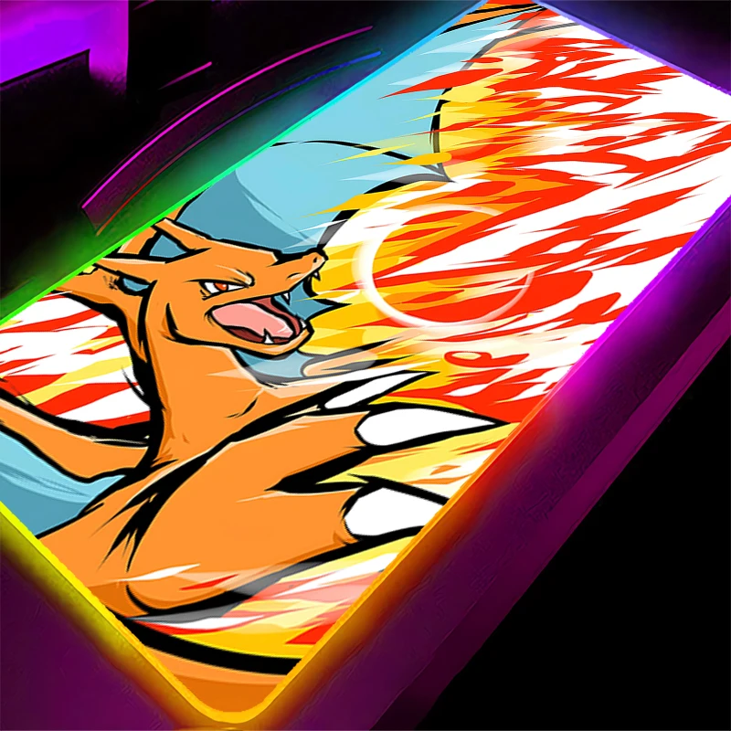 

RGB Mouse Pad 90x40cm Pokemon Charizard Game Rubber Backlight Pc Keyboard Computer Speed LED Desk Mat Gaming Acessories Mousepad