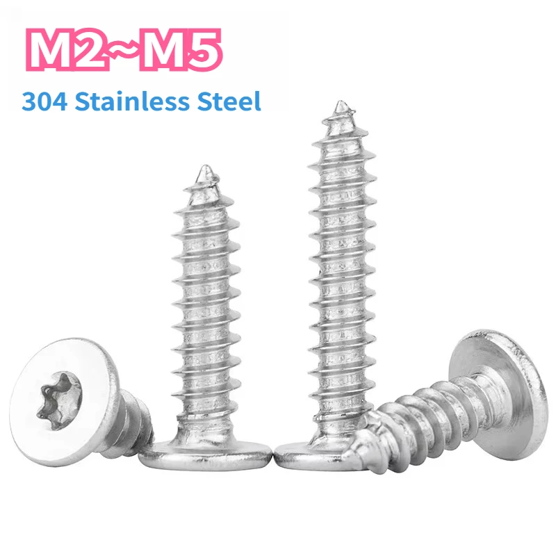 CA 304 Stainless Steel Torx Six-Lobe Ultra Thin Flat Head Self-tapping Wood Screws  M2 M2.3 M2.6 M3 M4 M5