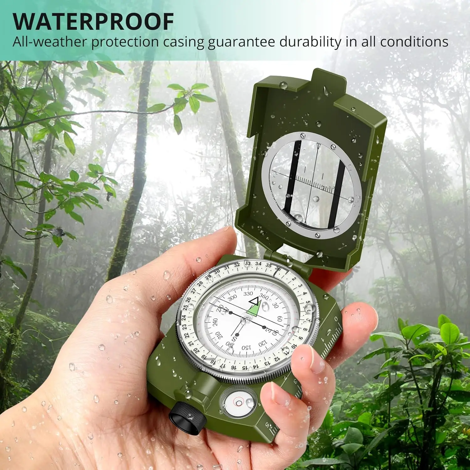 

Camping Survival Compass Navigation, Waterproof Shockproof for Hiking Climbing Biking Exploring Geology Outdoor Compasses