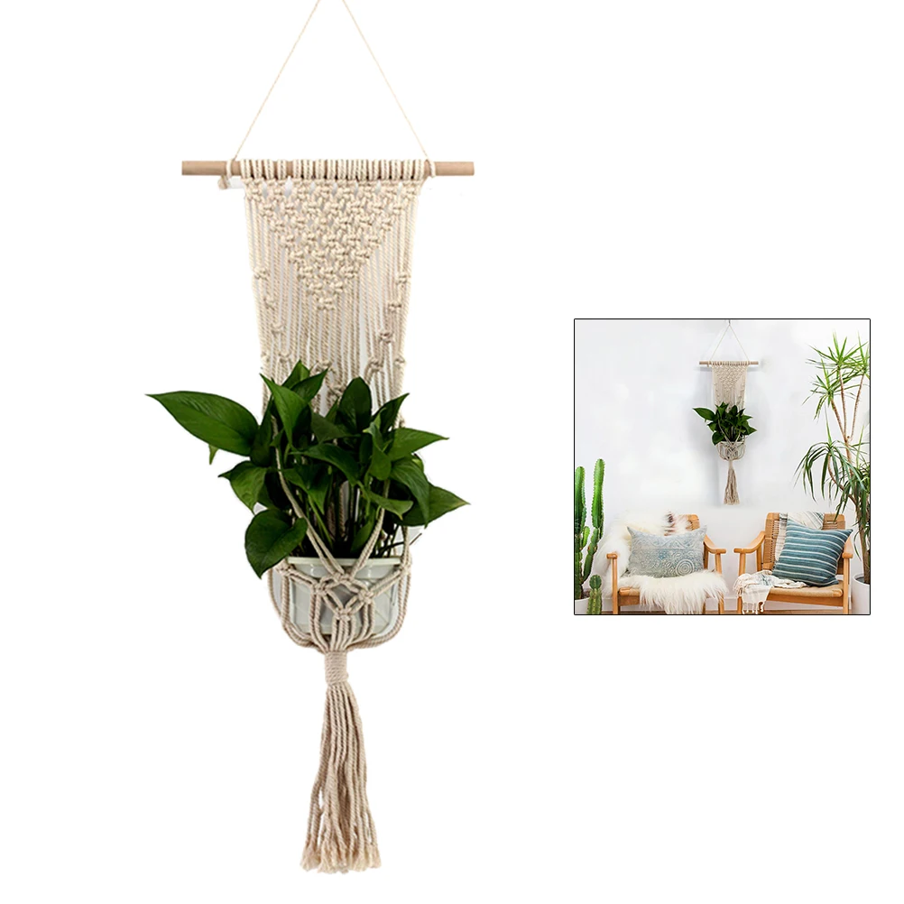 

Macrame Plant Hanger Cotton Rope Basket Hanging Planter Flower Pot Net Bag Sling Pendant Wall Decor Strong