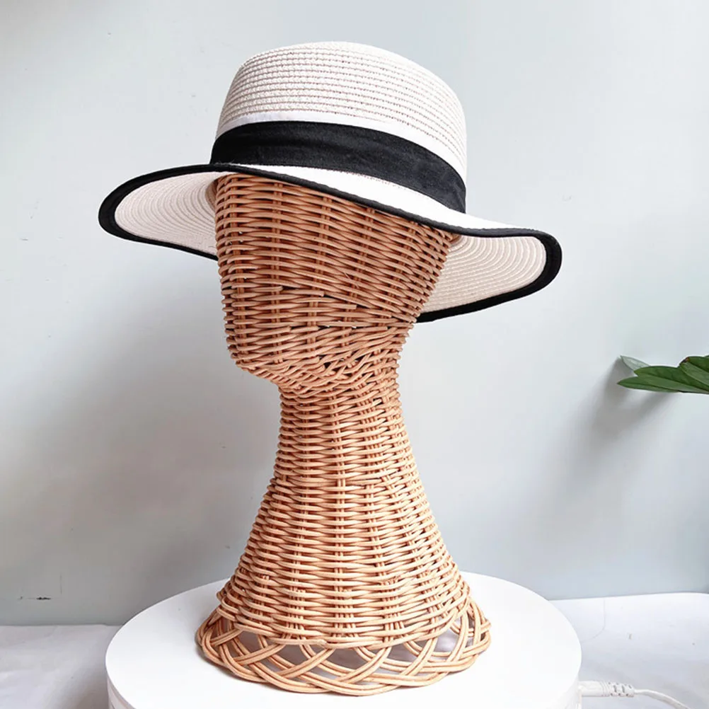 

Hat Display Stand Rattan Woven Cap Holder Desktop Rack for Retail Shop Home Hat Showcase Organizer Holder for Wigs