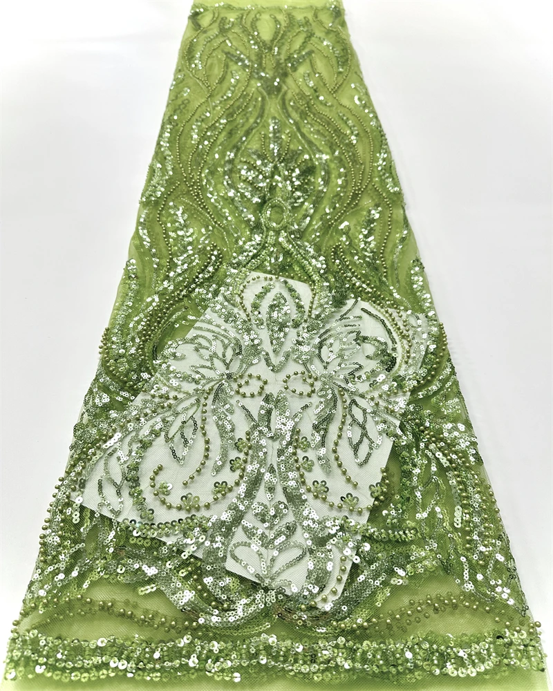 

African High Quality Lace Fabric Latest French Net Sequin Fabric Sewing Embroidered Lace in Tulle Nigeria Fabric