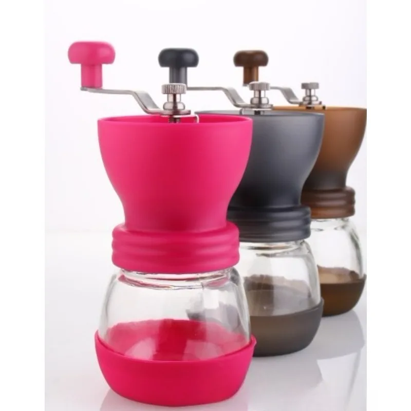 

Washable bean grinder, stainless steel, coffee hand crank, red pieces