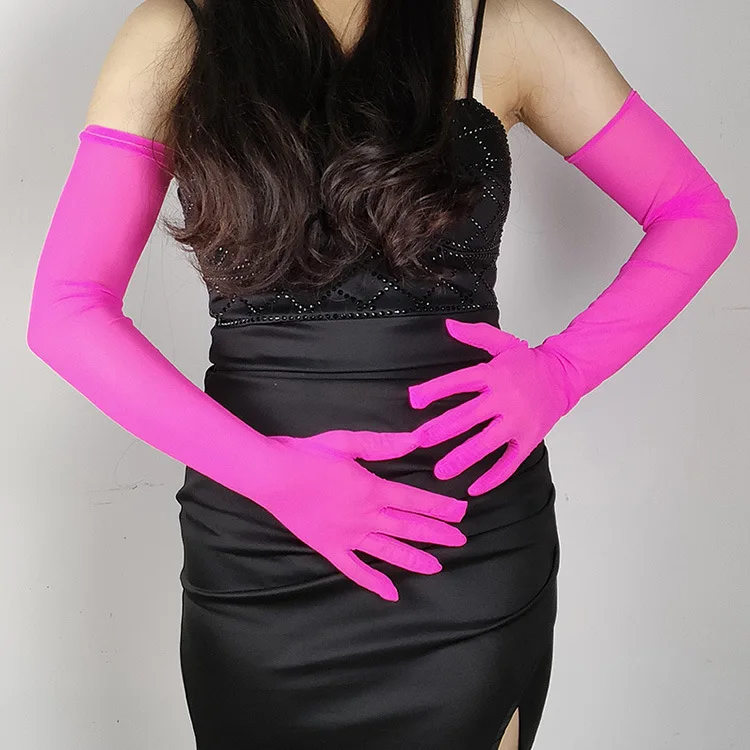 Summer Women UV Sunscreen Elasticity Mesh Driving Sun Glove Sexy Long Lace Fun Flirt Black Silk Thin Arm Sleeve Mitten H98
