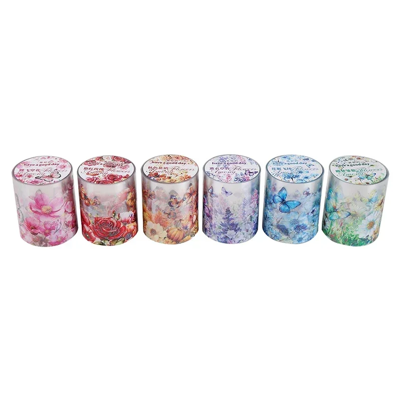 1Roll 2M PET Tape Flower Elegant Gathering Shell Light Adhesives Material Landscaping Loop Handbook Scrapbook Paste 50MM*2M image 5