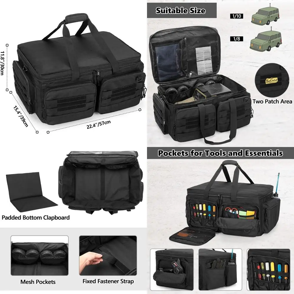 

Сумка для хранения радиоуправляемых моделей автомобилей 1/8 и 1/10 с прочным основанием и карманами для инструментов (патентованный дизайн)