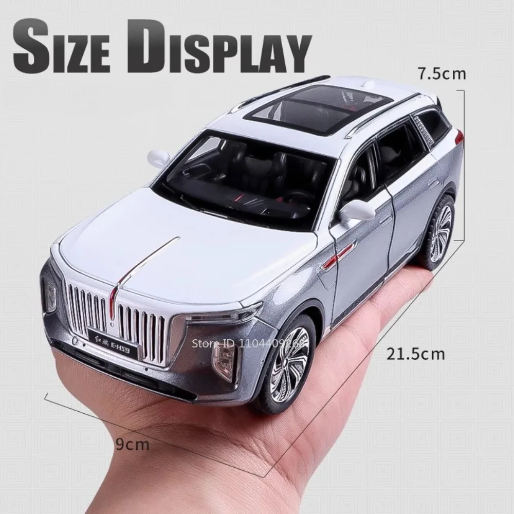 1:24 Scale HongQi E-HS9 L5 Toy Model Car Metal Diecast Light Sound Pull Back Doors Opened Vehicles Models Kids Holiday Gifts