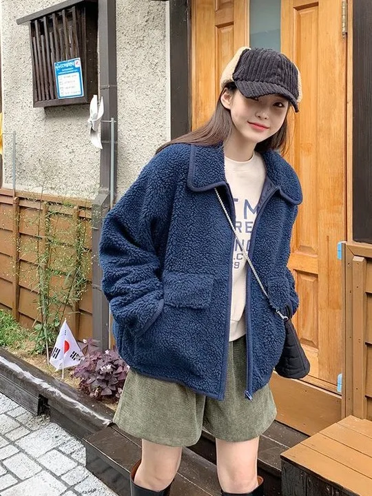 Chique pele de cordeiro jaet feminino solto sli calor facionable anti-envelhecimento outono inverno nova chegada casaco ort coreano sle