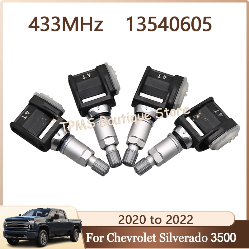 

Система датчиков автомобильных шин, датчик TPMS, 4 шт., 433 МГц, 13540605, датчик давления в шинах для Chevrolet Silverado 3500 Camaro GMC