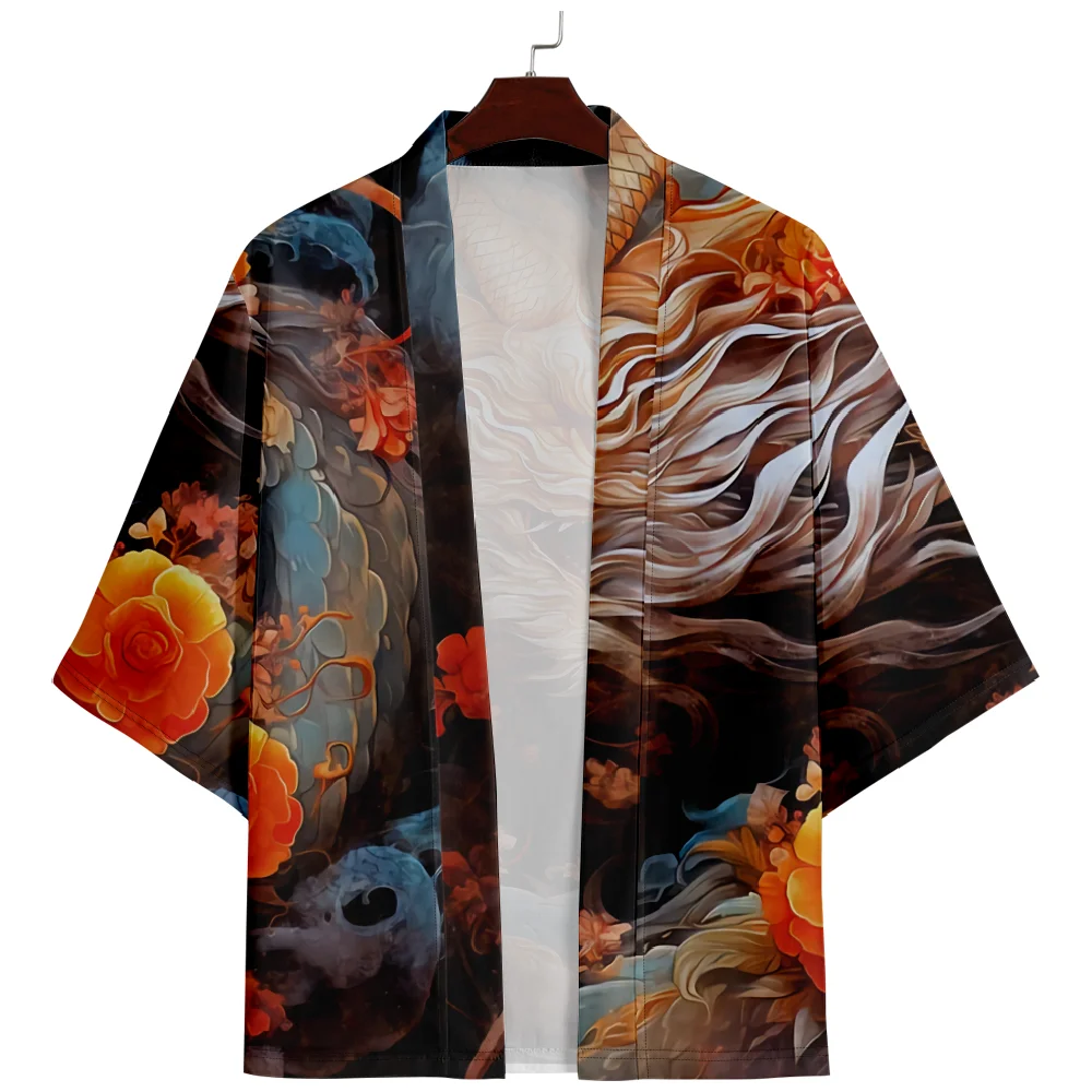 Chinese Stijl Drakenprint Shirt Kleding Traditionele Haori Kimono Vrouwen Mannen Aziatische Streetwear Vest Yukata Cosplay