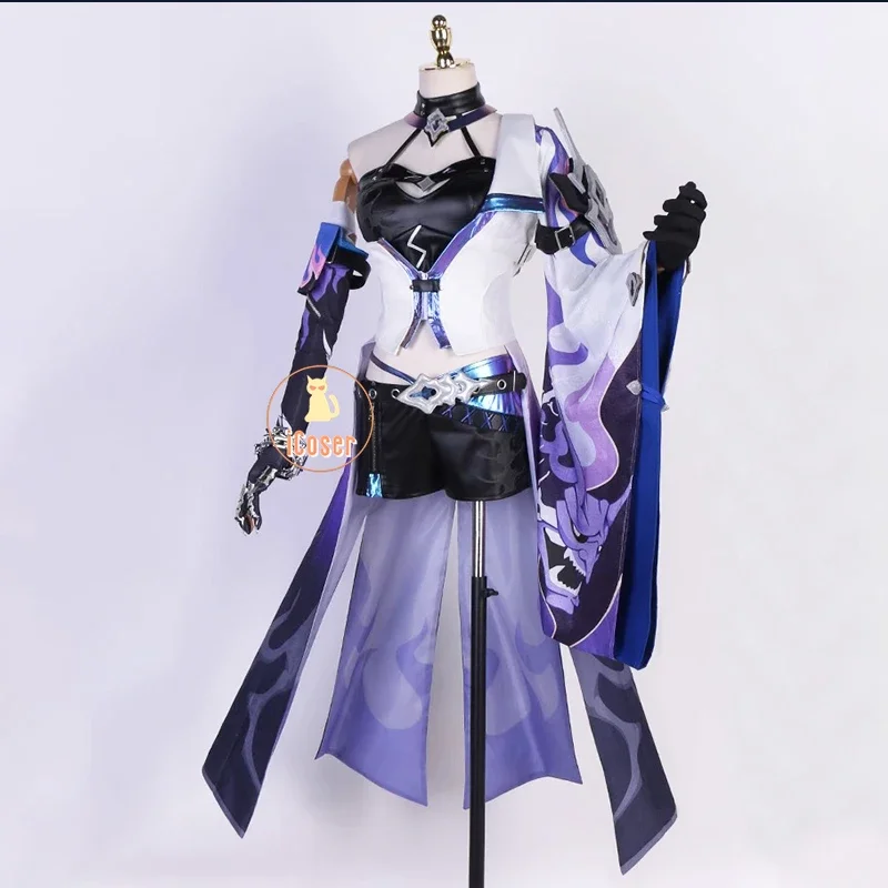 2025 New iCoser Acheron Cosplay Costume Wig Dress Honkai Star Rail Uniform Earrings Leggings Galaxy Rangers Halloween Party W AA