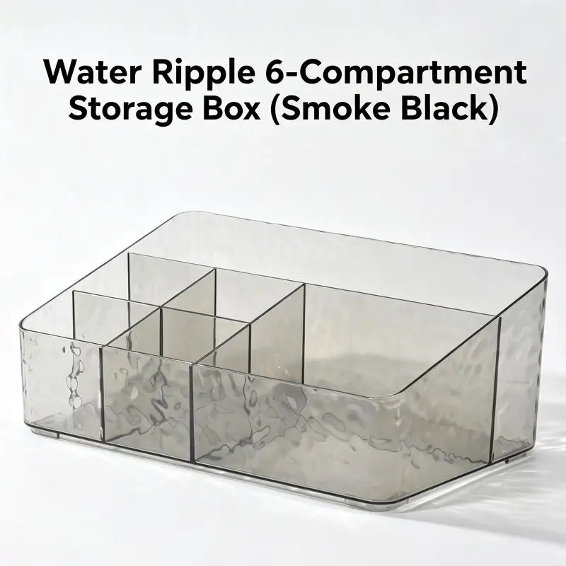 1Pcs 6 Grids Cosmetic Storage Box Senior Sense Of Light Luxury Desktop Makeup Box Transparent Visible Moisture Proof Shelf
