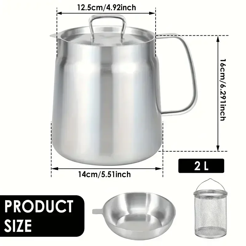 

Kitchen Deep Frying Pot 304 Stainless Steel Mini Deep Oil Fryer With Strainer Fryer Pan Chicken Fried Chicken Cooking Tools