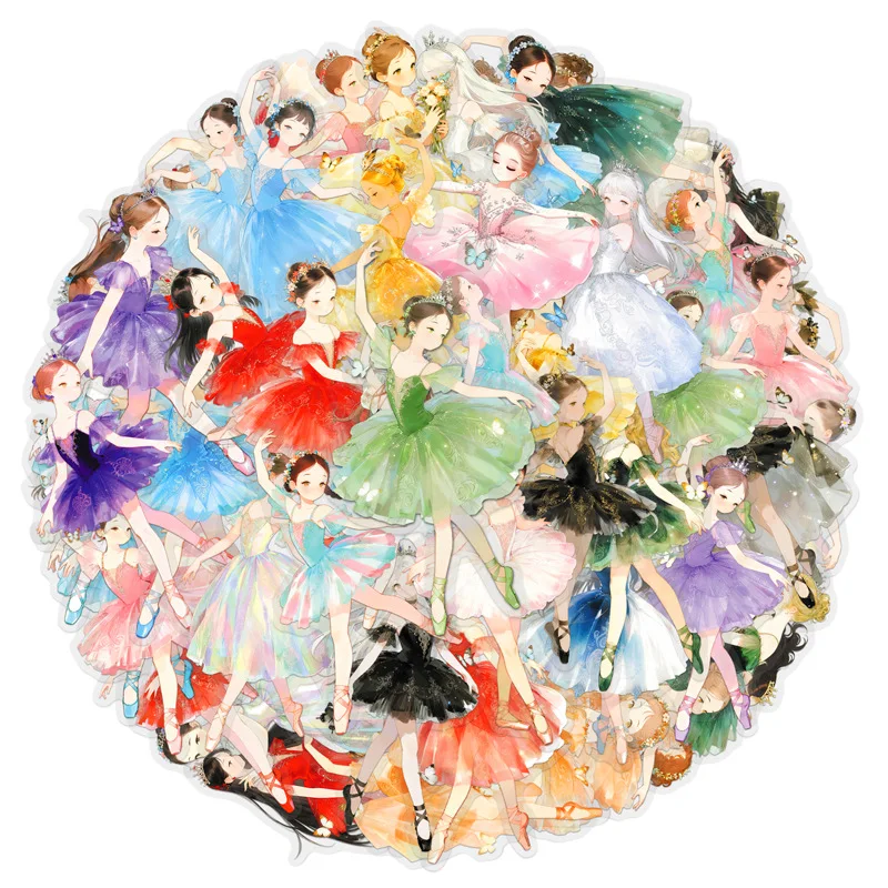 

50PCS Cartoon Cute Ballerina Girl Sticker Transparent Graffiti Decal Decorative Laptop Scrapbook Waterproof Sticker