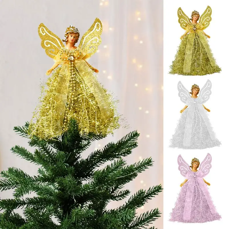 Treetop Princess Figurine With Wings Elegant 8in Christmas Tree Decor Party Favors For Home Ornament For Christmas Tree Topper