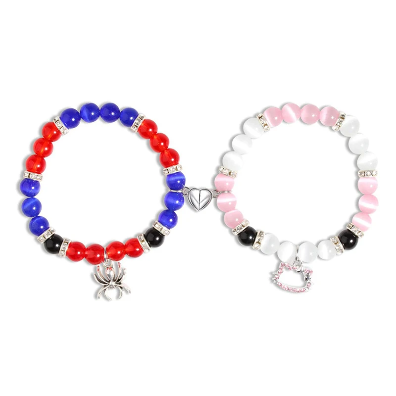 Couple Bracelet Love Magnetic Clasp Beaded Bracelet Pendant Holiday Gift Bracelet