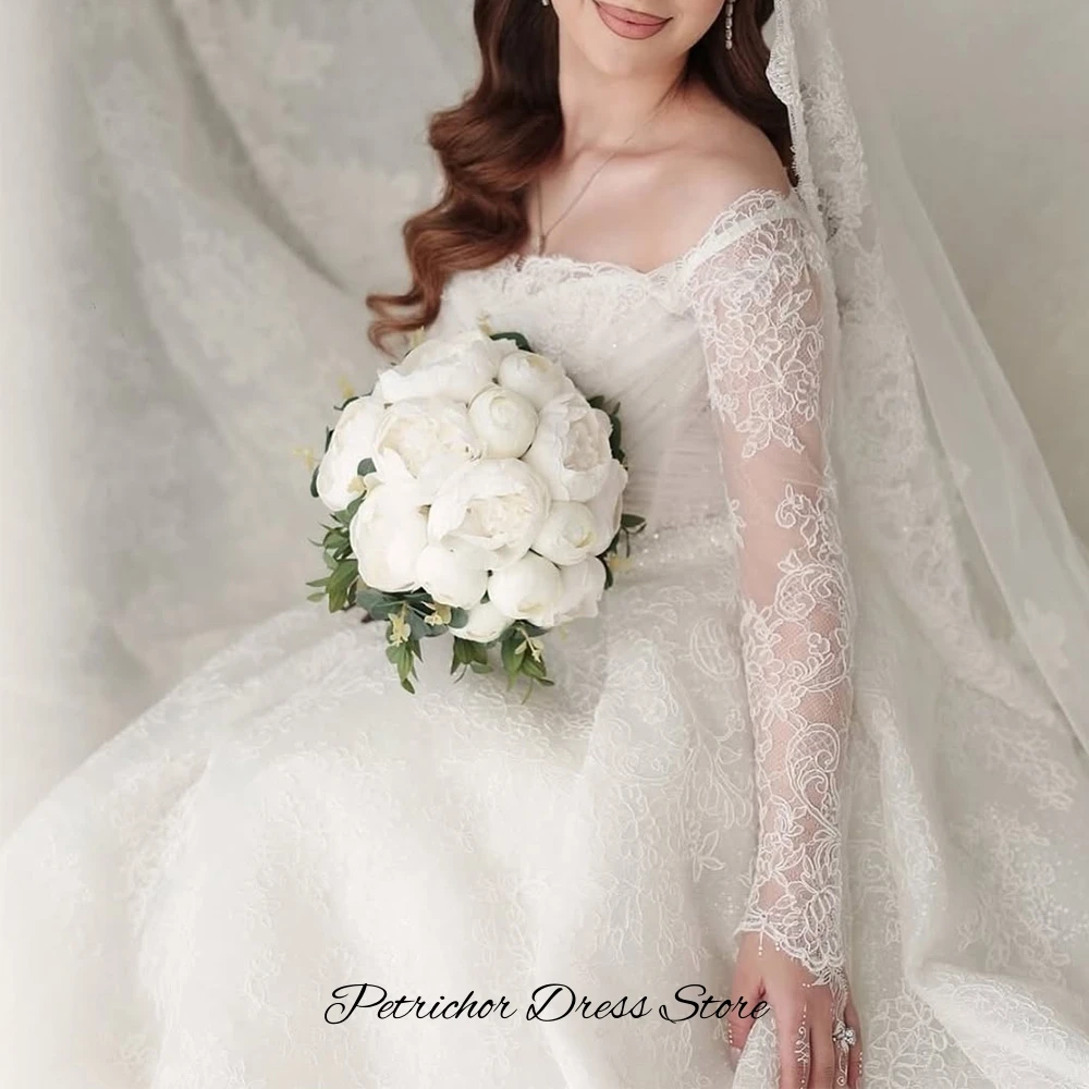 Romantisches Organza-Hochzeitskleid nach Maß, elegant, mit langen Ärmeln, Brautkleider, exquisite Spitzenapplikationen, Vestido De Novia