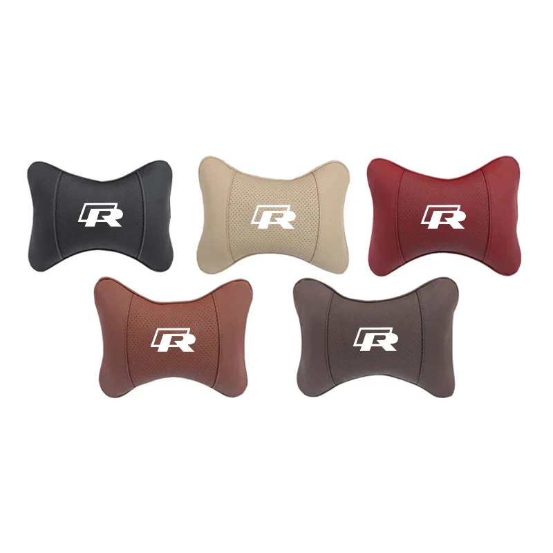 1Pcs Car Seat Headrest Auto Logo Neck Pillow For Volkswagen R Caddy Golf Passat Tiguan Jetta Beetle Atlas T-ROC T-Cross Phaeton