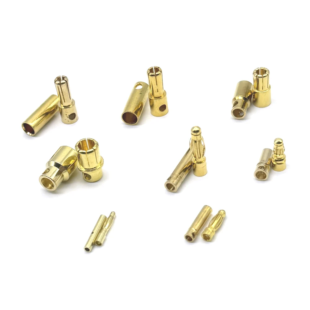 

RC Battery Gold-plated Bullet Banana 2mm 3mm 3.5mm 4mm 5mm 5.5mm 6mm 8mm Plug High Quality Male Female Bullet Banana Connector