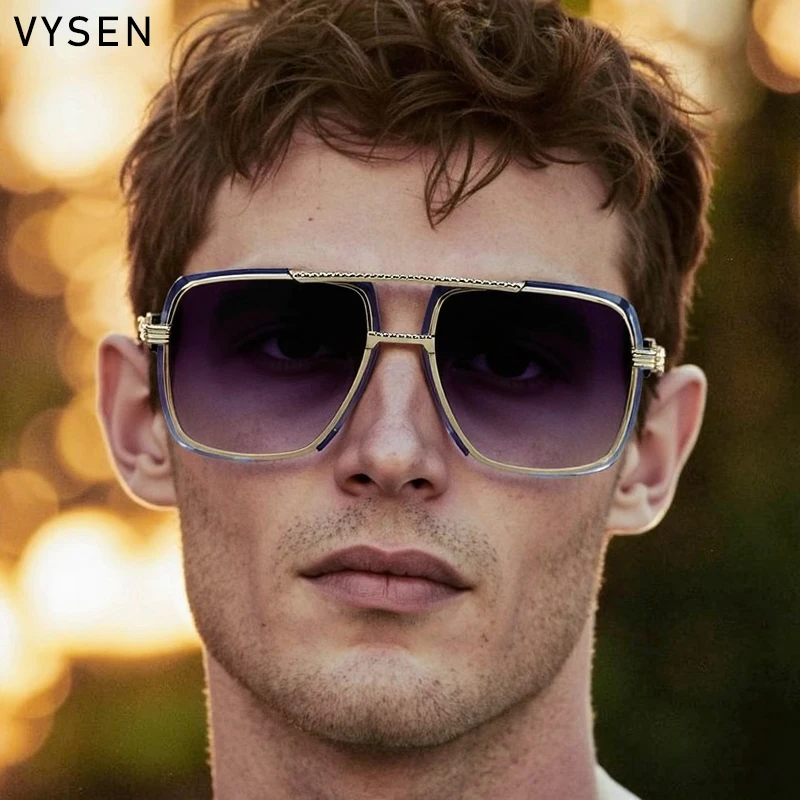 Vintage Square Aviator Sunglasses Metal Frame Steampunk Driving Retro Metal Steampunk Sunglasses for Men & Women – Boxy  main image 3