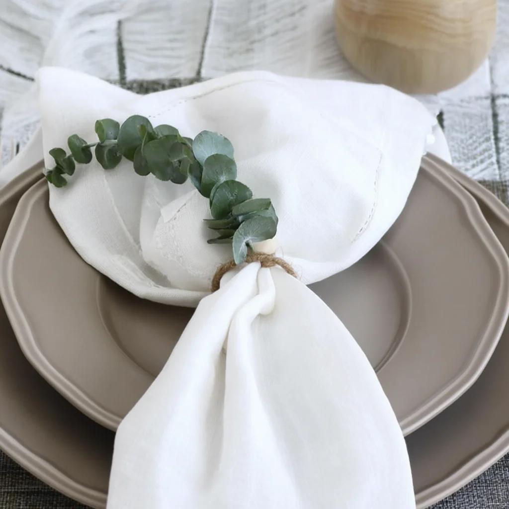 Chic Eucalyptus Leaf Inspired Napkin Holders with Natural Fruit Look Luxury Table Accent for Banquet Restaurant and Home Display