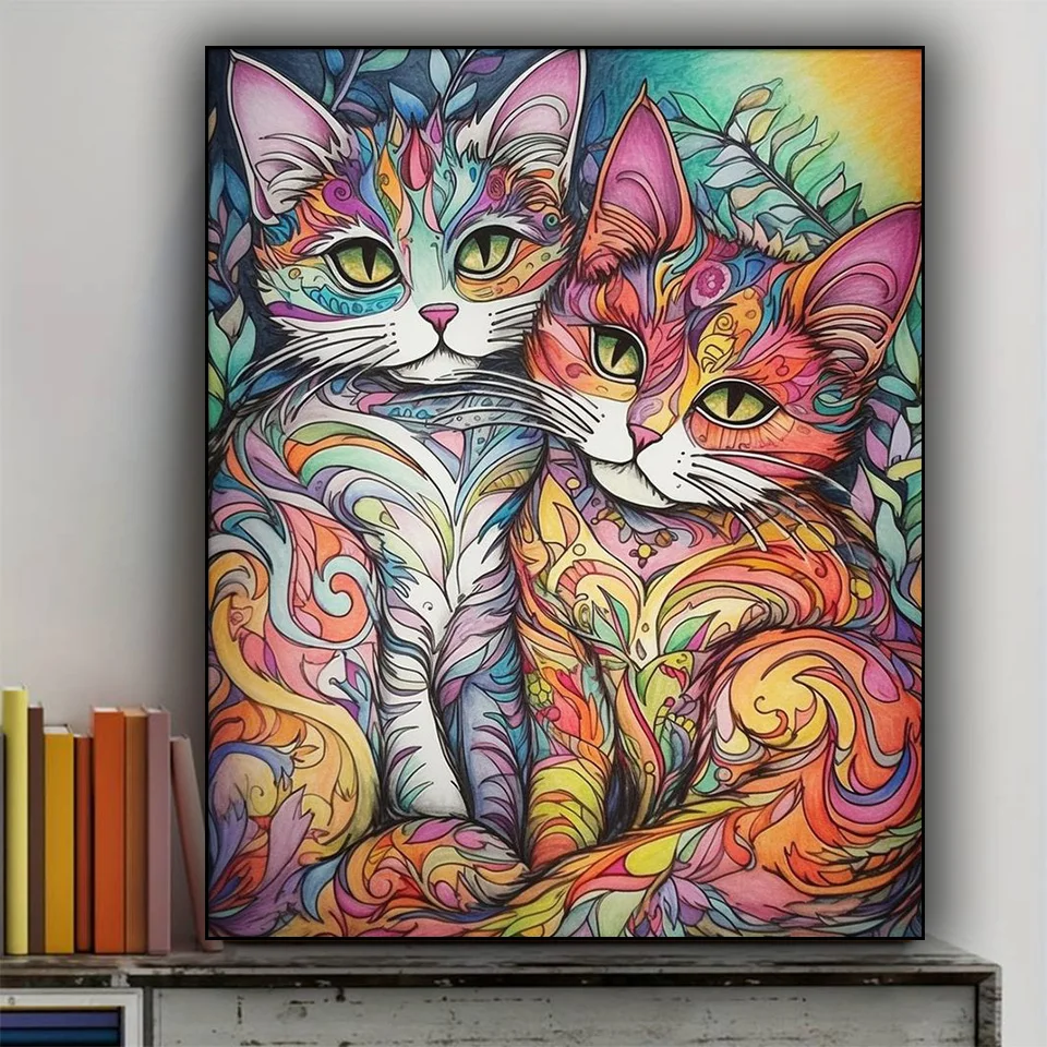 

Colorful Cat Diy diamond painting New 2025 Full Diamond Mosaic embroidery rhinestone of Picture Animal Art Home Decor Gift