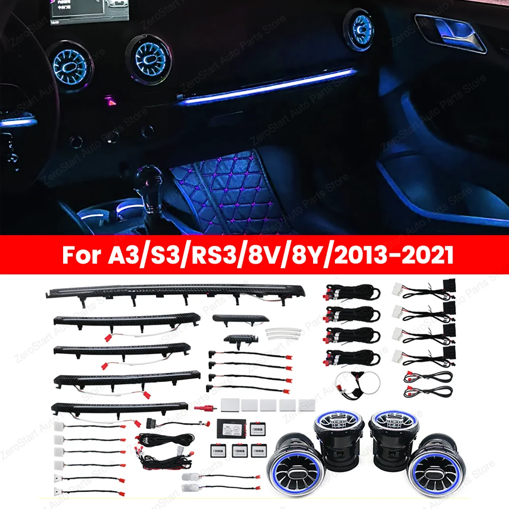 

For Audi A3 S3 RS3 8V 8Y 2013-2018 MQB 30 Color illuminated Strip Decorate Ambient Light Dashboard Air Vent LED Atmosphere Lamp