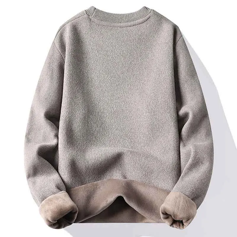 FALIZA Winter Mens Pullovers Crew Neck Knit Thick Warm Sweaters High Quality Comfortable Couple Knit Sweater Jumper Men Clothes