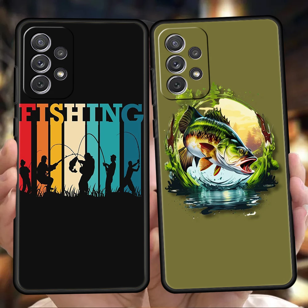 Hunting Fishing Man Phone Case for Samsung Galaxy A73 A55 A53 A51 A35 A33 A32 A25 A23 A22 A15 A13 A17 A07 5G Soft TPU Shell Bags