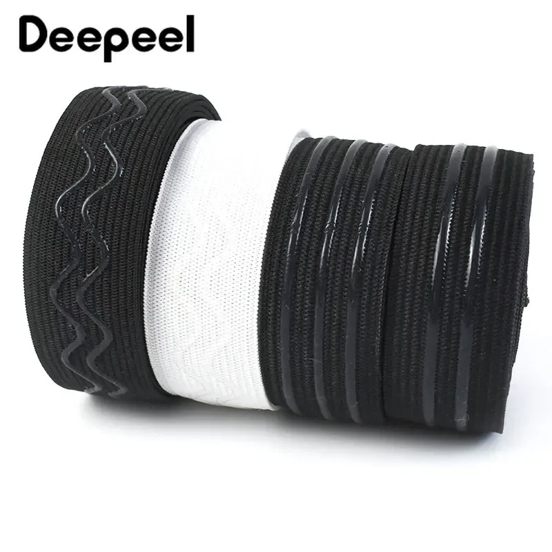 5/10Meters Black White Non-slip Elastic Band Silicone Rubber Bands Bra Shouder Strap Underware Belt Clothes Sewing Accessories