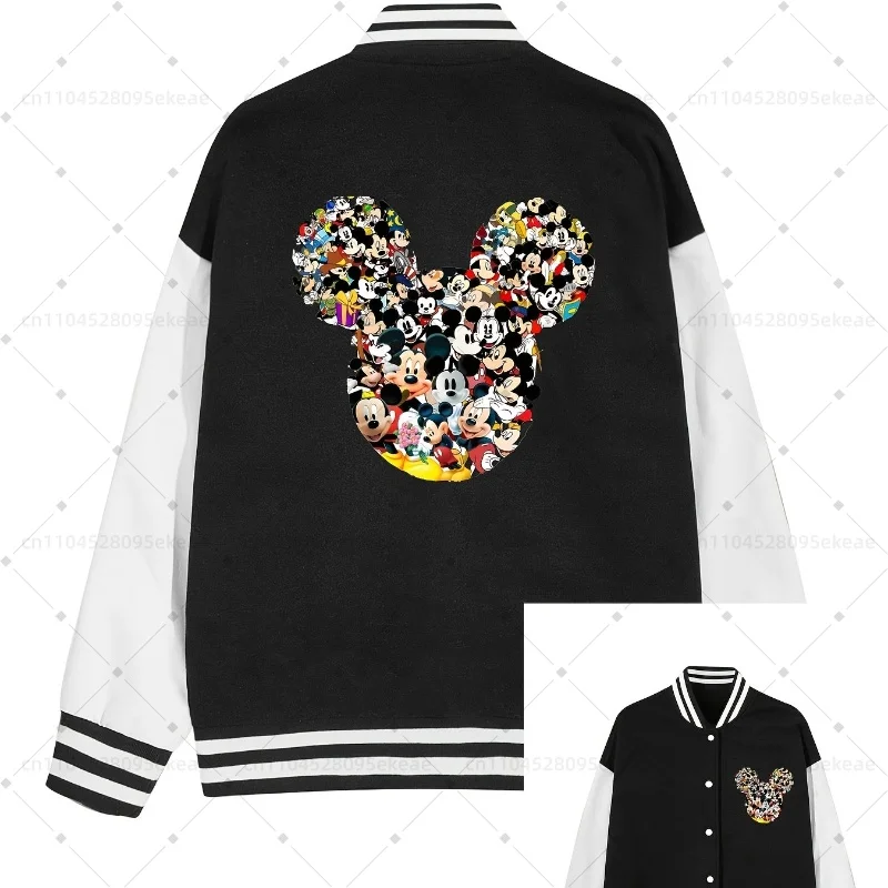 

DISNEY Mickey and Minnie Baseball Jacket Men Fashionable Sports and Leisure Autumn Winter Jacket Loose Cartoon Top Teenagers
