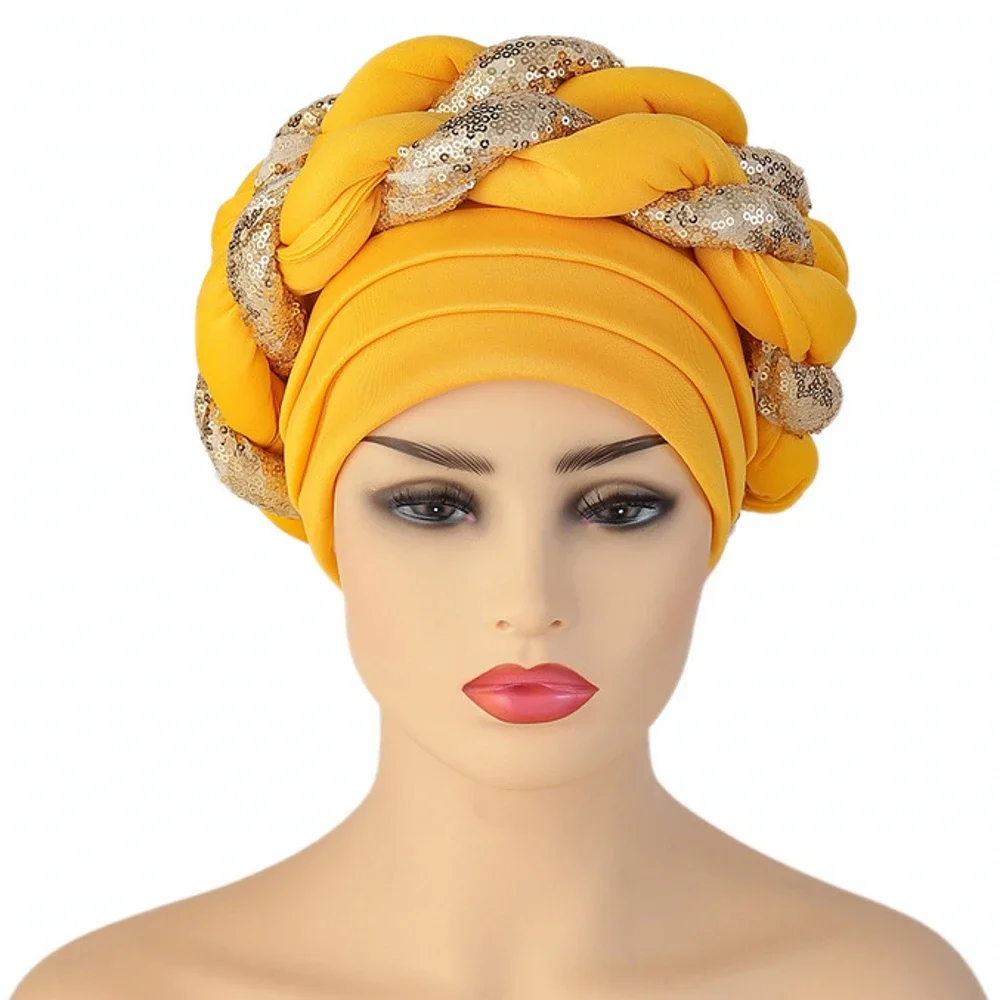 African Headtie Latest Aso Oke Auto Gele Headtie Already African Cap Nigerian Wedding Gele Women Braid Turbans Ladies Head Wraps