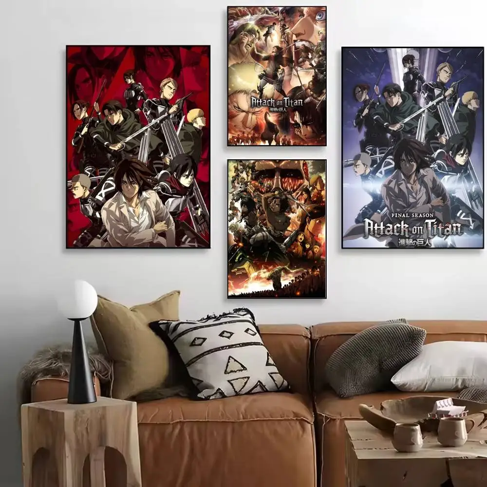 Hot Anime A-Attack on Titan Posters High Quality Self-adhesive Wall Art Decorations Color Prints Sticky