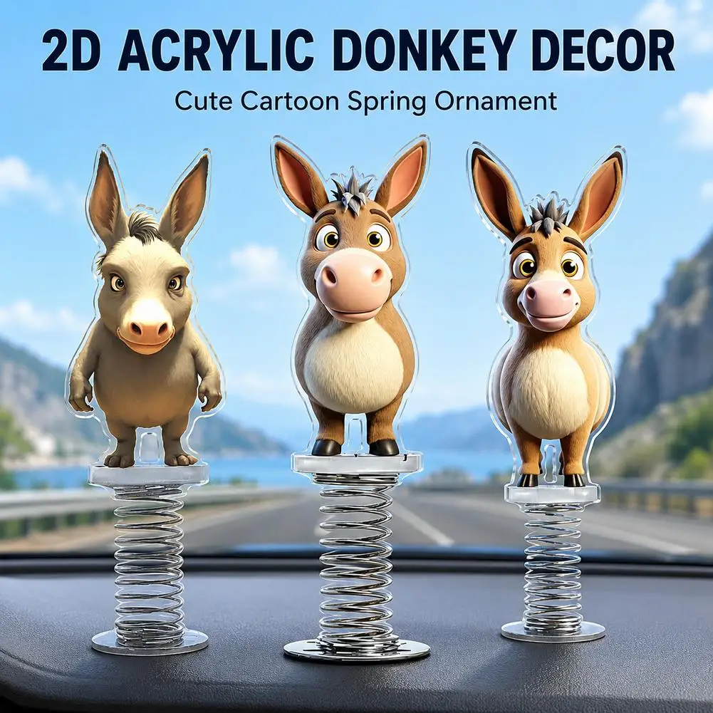 Creative Car 2D Acrylic Donkey Pendant Funny Decor Pendant Bobblehead Cartoon Dashboard Decor Car Interior Accessories
