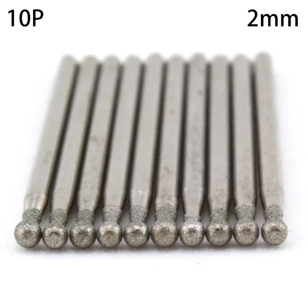 ALLGOOD 10Pcs 2mm Diamond Coated Drill Bit Spherical Circular Head Drill BitMounted Points Grinding Drill For Tile Jewellery Gla