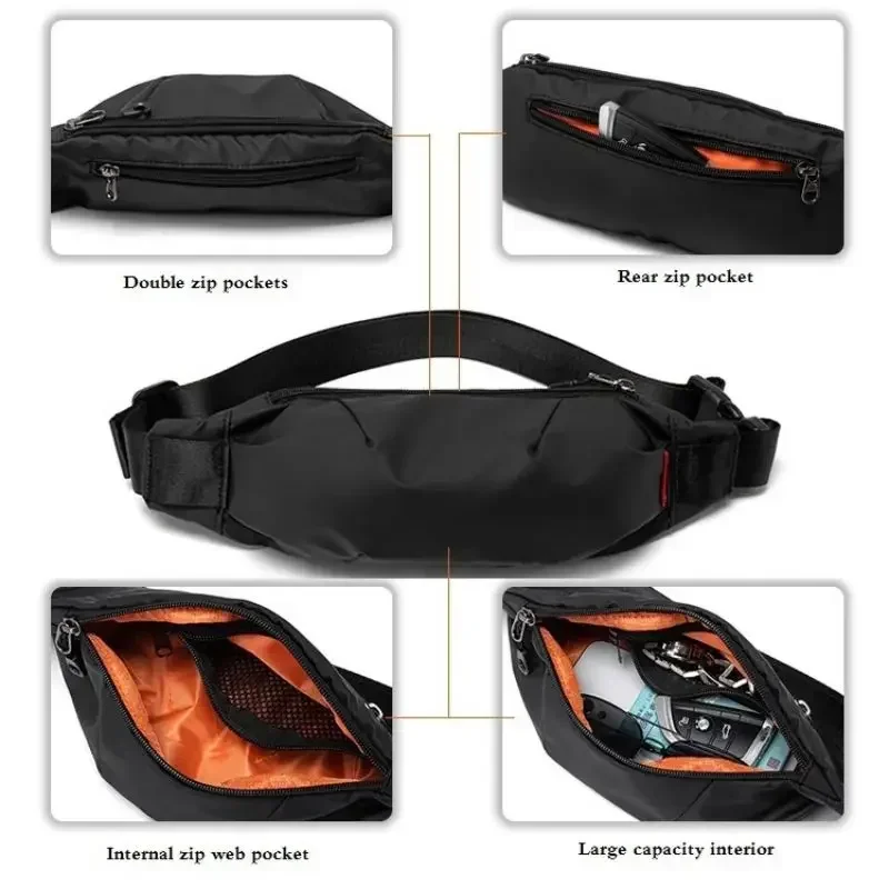 Fashion Chest Bag Men\'s 2024 Lightweight Waterproof Shoulder Bag Multi-functional Leisure Waist Packs Travel Chest Bag for Male