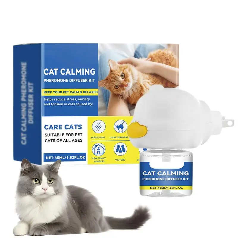 Cat Calming Diffuser 45ml Refill Calming Spray Natural Pheromone Diffuser Calm Relaxing Pets Pheromone Plug-in Relaxants Long