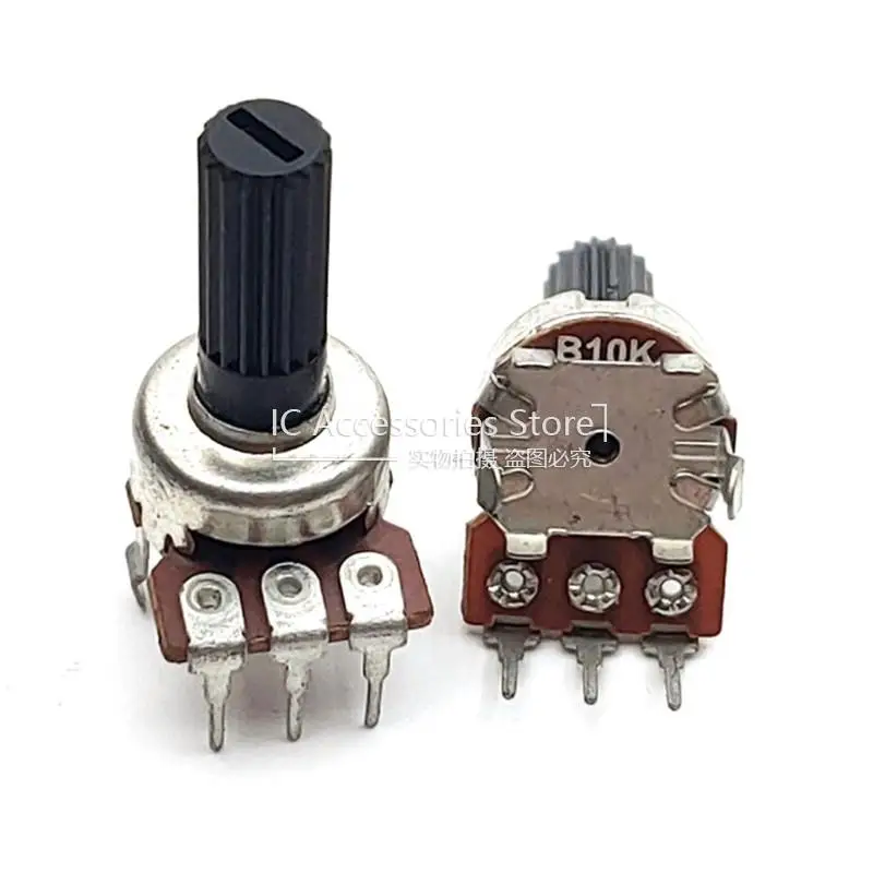 5PCS 121 Type B10K B50K B100K Single B103 B503 B104 Audio Power Amplifier Volume Potentiometer Flower Shaft 15MM Vertical 3Pin