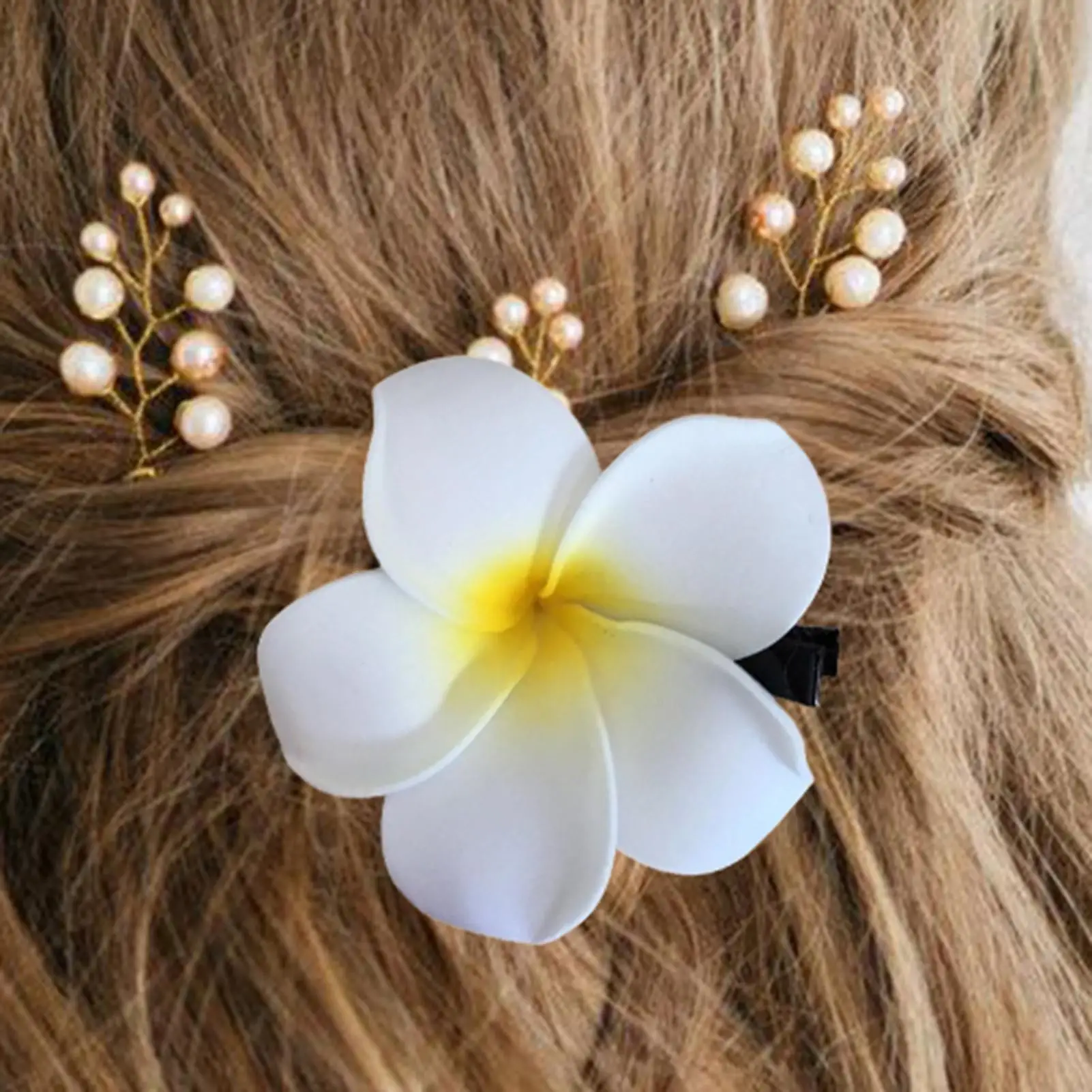 Plumeria Hair Clip Frangipani Hairclip for Wedding Cute Plumeria Flower Hair Clips Women Small Frangipani Hair Accessories Clip
