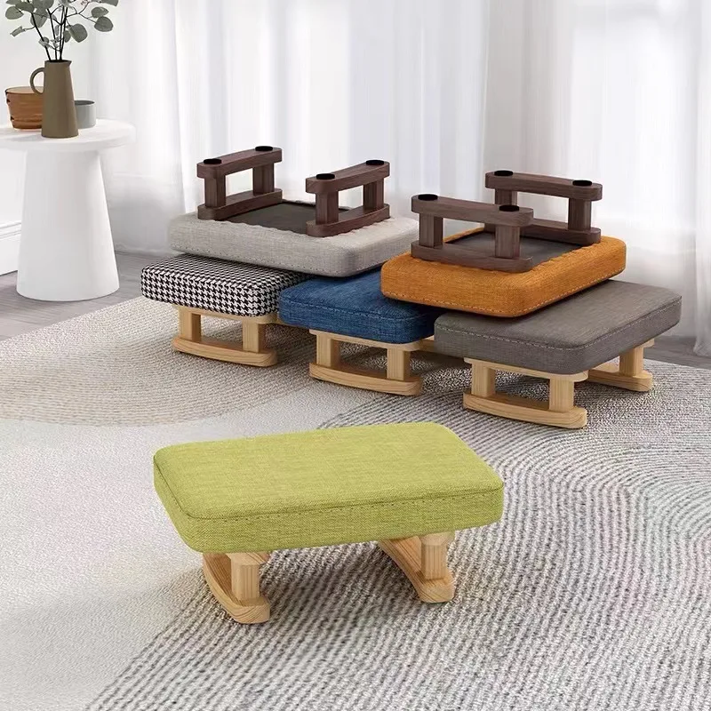 1Pc Japanese Style Creative Wood Low Stool Foot Rest Sofa Living Room Small Footstool Adult Bench Shoe Changing Stool