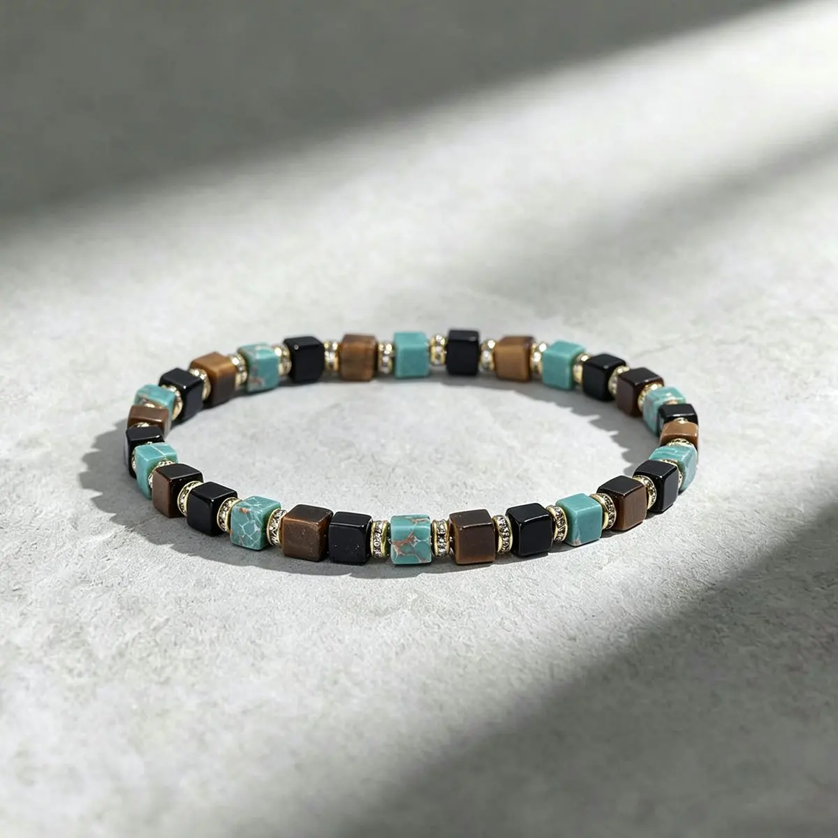 Leisure style block Shoushan stone tiger eye black agate bead bracelet, men's and women's delicate accessories and jewelry gifts