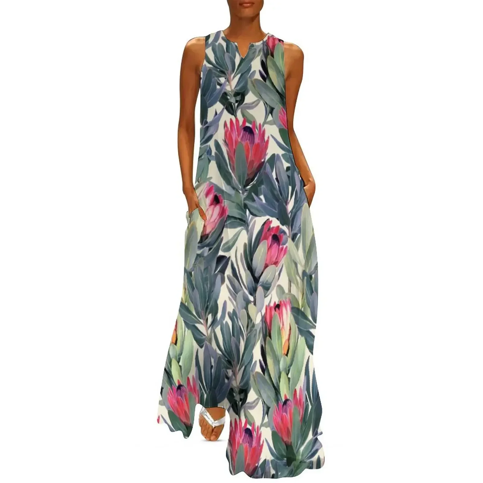 

Painted Protea Pattern Long Dress women's evening dress 2025 women's summer dresses 2025 dress summer cocktail dresses