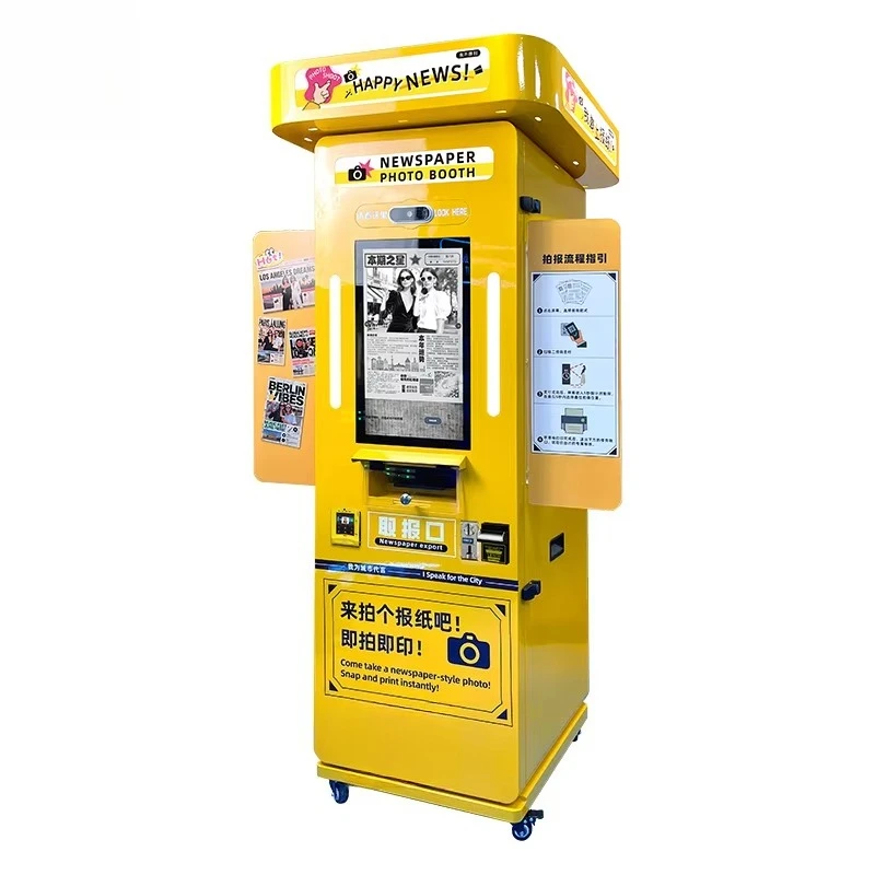 Customized Retro Newspaper Print Photo Booth Vending Machine Business Opportunity for Park Event High Profit Machine