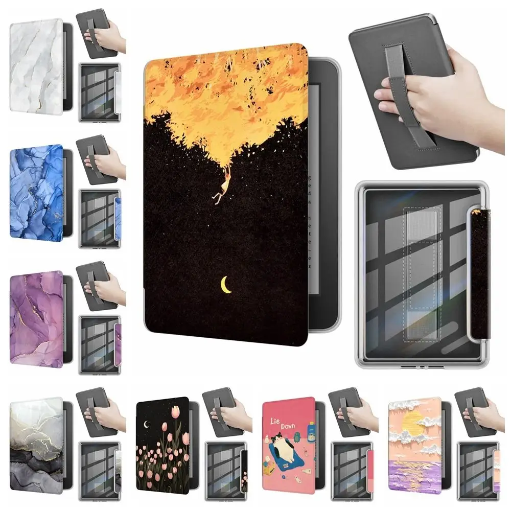 Hand Support e-Reader Case Auto Wake/Sleep Shockproof Protective Shell Leather for Kindle Paperwhite 5 (11th Gen 2021) 6.8 inch