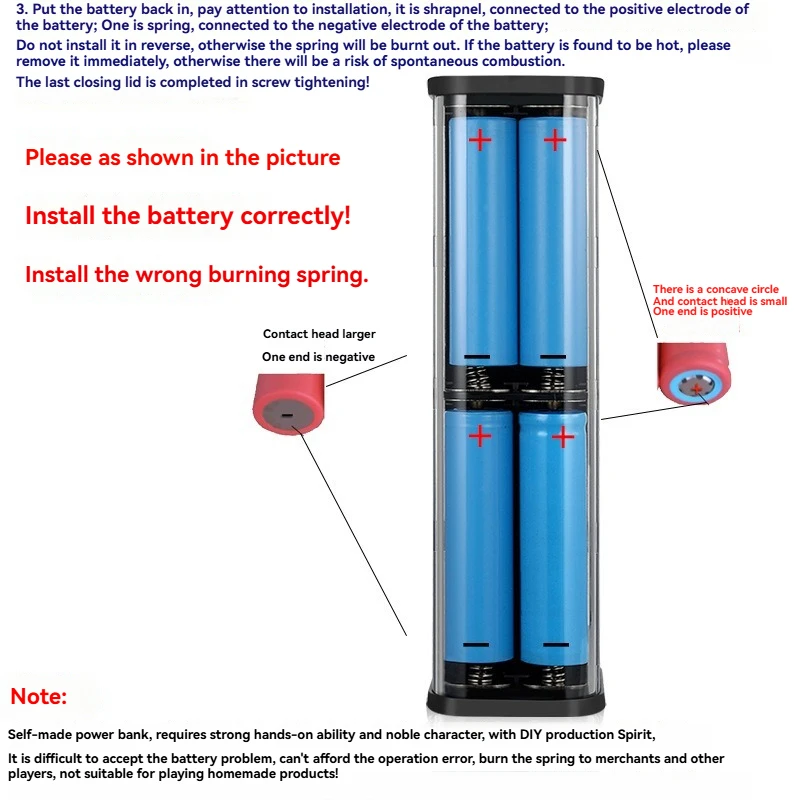 Xiaomi Transparent Shell 8*18650 Power Bank Case 22.5W Fast Charge LED USB C + Micro USB Port Battery Box dla iPhone Samsung