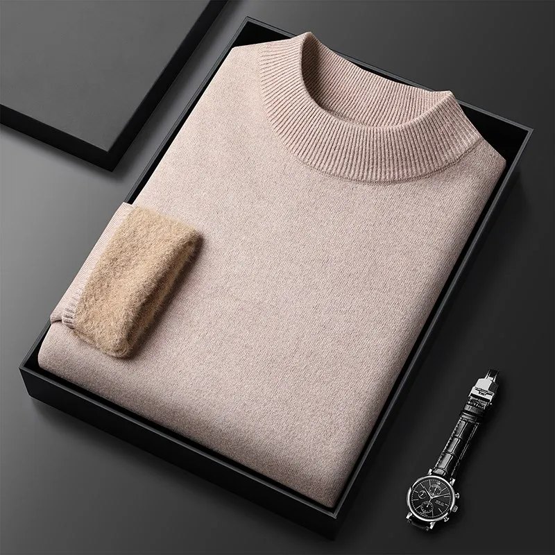 

Men's Autumn Winter Thiened Fce f High Collar Pure Color Wool Sweater Faionable Warm Base Layer irt
