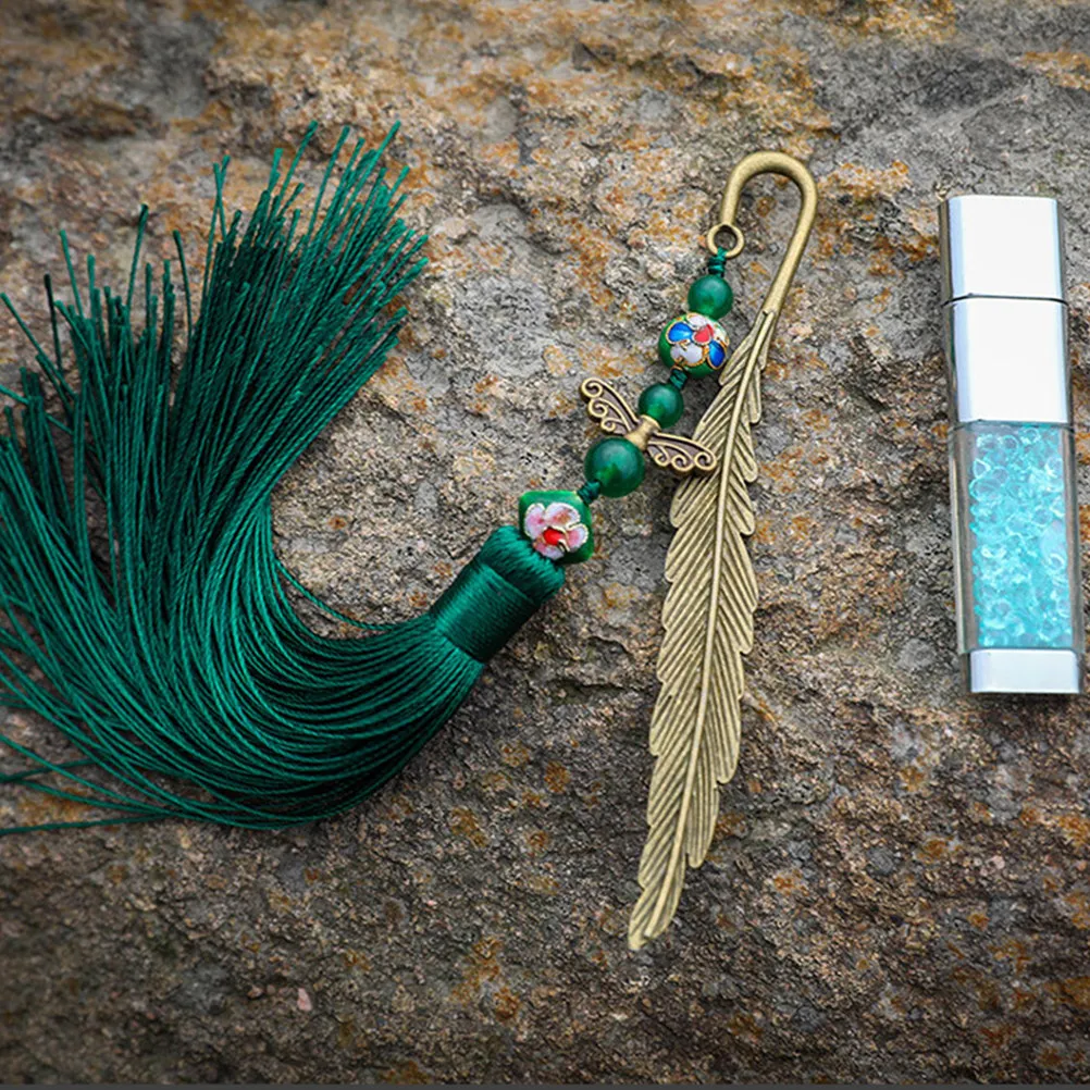 

1Pcs Tassel Bookmark Chinese Style Decorative Page Marker for Notebooks Scrapbooks Creative Reading Gift Green