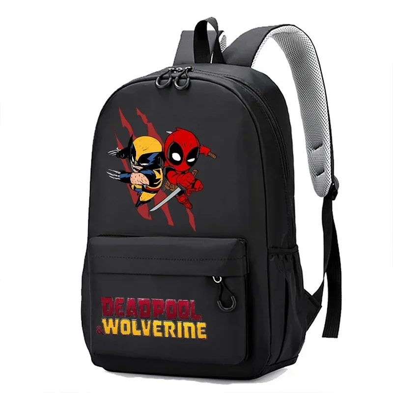 Deadpool Wolverine Backpack for Boys Cool Schoolbag Marvels Primary High Bagpack Large Capacity Zipper Casual Children Backpacks